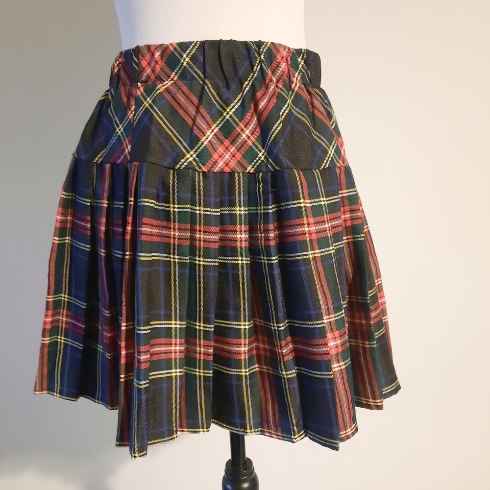 Pleated Preppy plaid skirt Size med